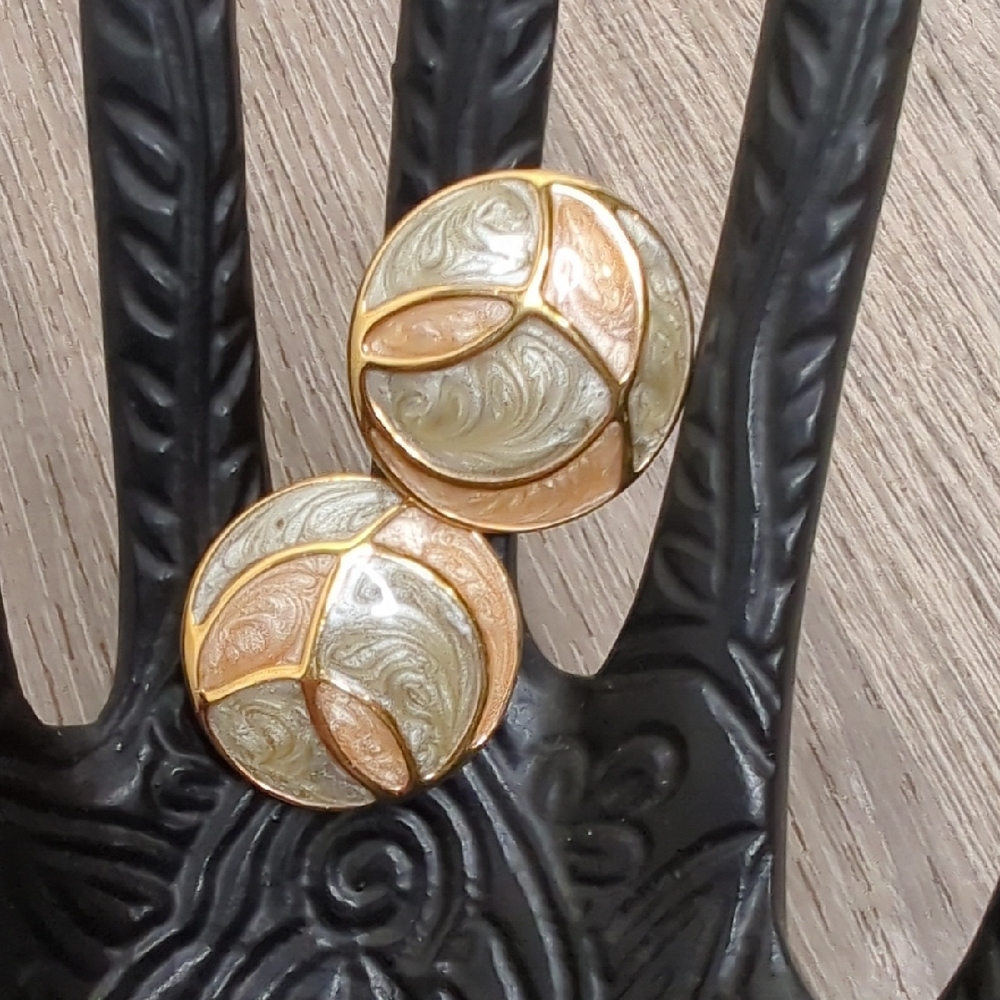 Vintage Monet Enamel Clip On Earrings
